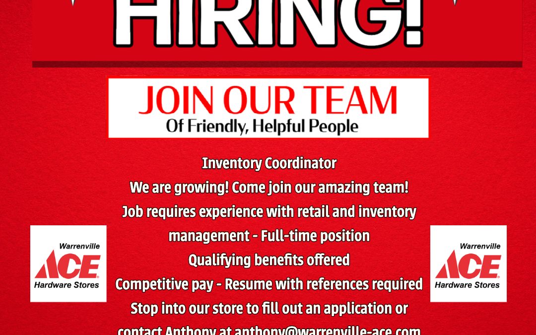 Looking for Inventory Coordinator